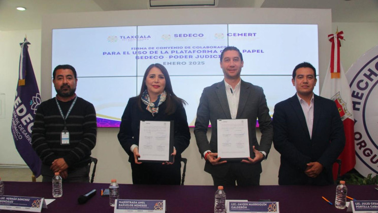 FIRMAN SEDECO Y TSJ-CJE CONVENIO PARA EL USO DE LA PLATAFORMA DIGITAL CERO PAPEL TLAXCALA