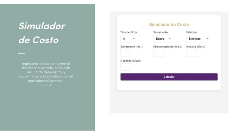 SMyT PONE A DISPOSICIÓN EL SIMULADOR DE COSTOS POR SERVICIOS DE GRÚAS Y CORRALONES